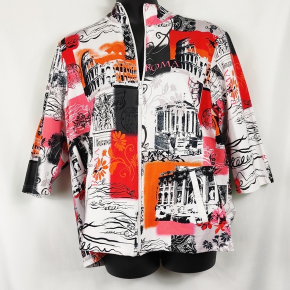 Onque Woman Zip Up Jacket Italy Themed 